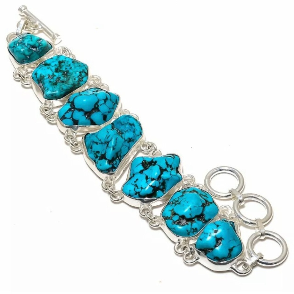 🏷Turquoise Gemstone .925 Sterling Silver Bracelet